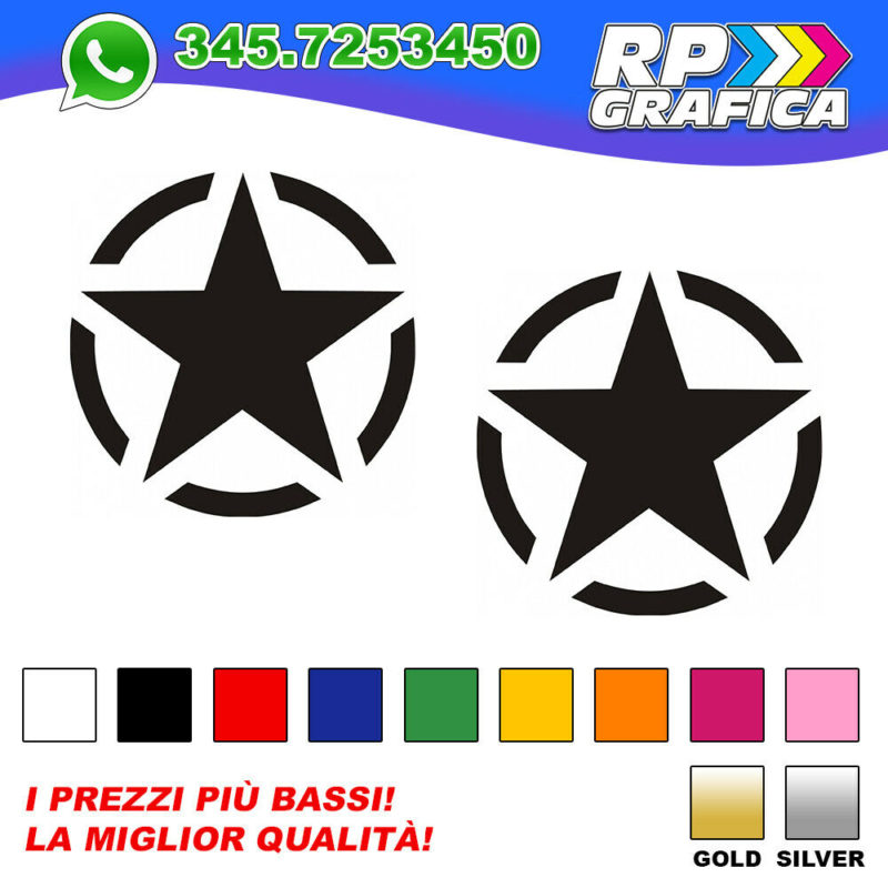 Coppia Adesivi Stella Militare Us Army Rp Grafica