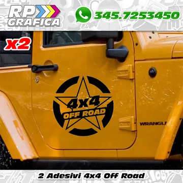 2 Adesivi 40cm Stella Militare Off Road 4x4