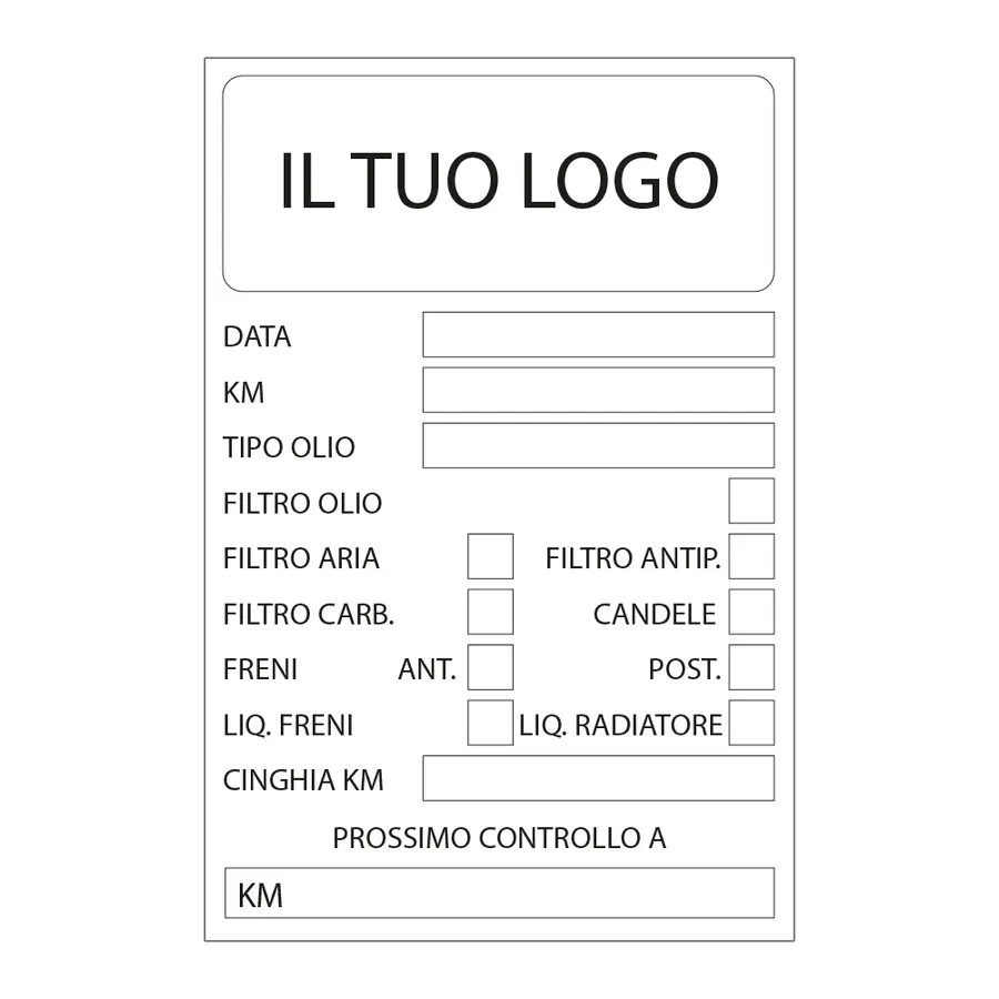 Etichette per Tagliando Auto Personalizzate con Logo Azienda Manutenzione Motore Veicolo - Bianco