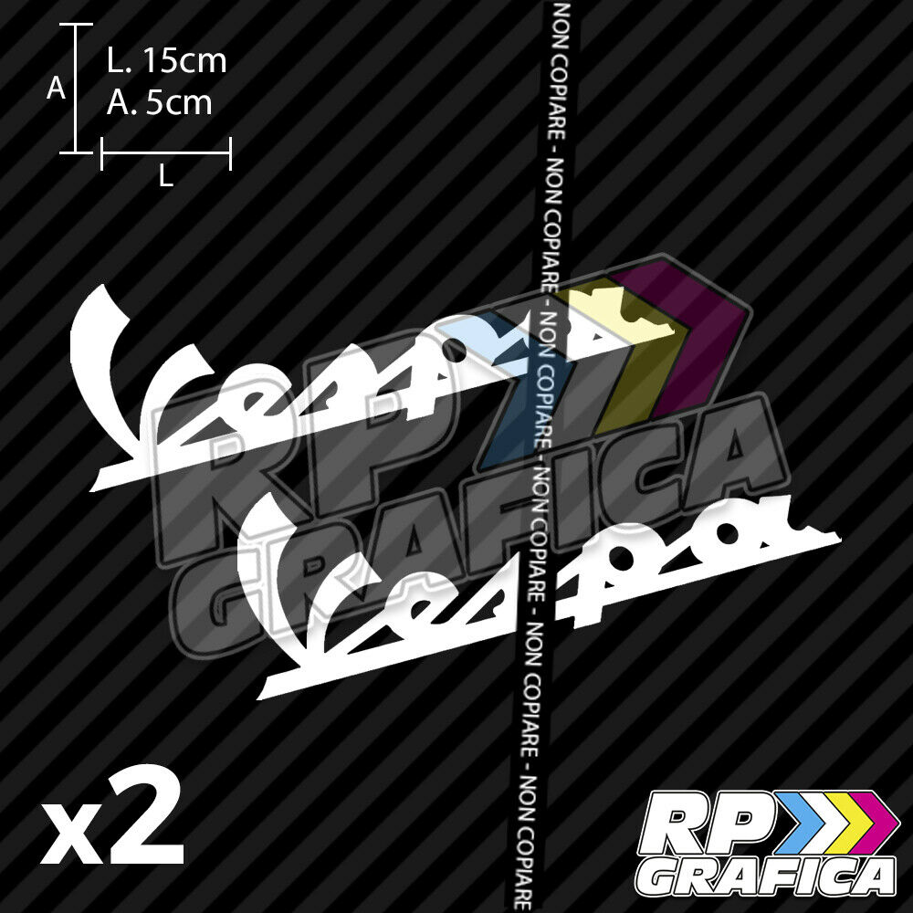 Coppia Adesivi Vespa Piaggio Stickers Decal - RP Grafica