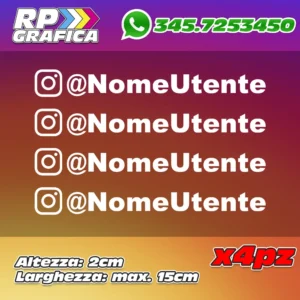 4 Adesivi Instagram Nome Personalizzato