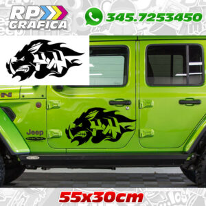 Kit 2 Adesivi Cinghiale Jeep 4x4 Off Road Fuoristrada