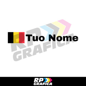 Bandiera Belgio + Nome Stile Rally