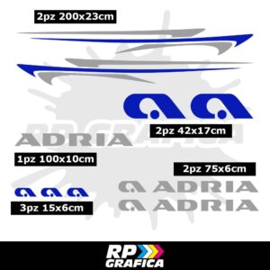 Kit Completo Adesivi Loghi Adria Camper - Silver e Blu