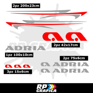 Kit Completo Adesivi Loghi Adria Camper - Silver e Rosso