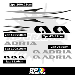 Kit Completo Adesivi Loghi Adria Camper Mod2 - Silver e Nero