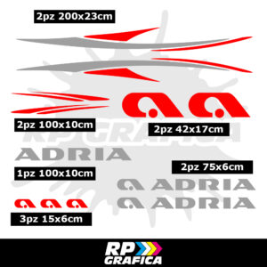 Kit Completo Adesivi Loghi Adria Camper Mod2 - Silver e Rosso