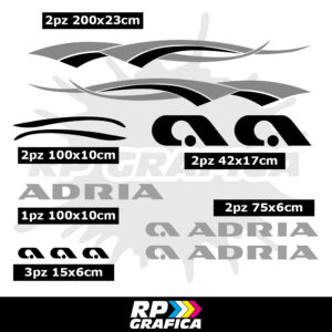 Kit Completo Adesivi Loghi Adria Camper Mod3 - Silver e Nero