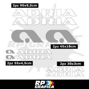 Kit Adesivi Loghi Adria Camper - Bianco e Silver