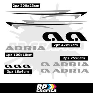 Kit Completo Adesivi Loghi Adria Camper - Silver e Nero